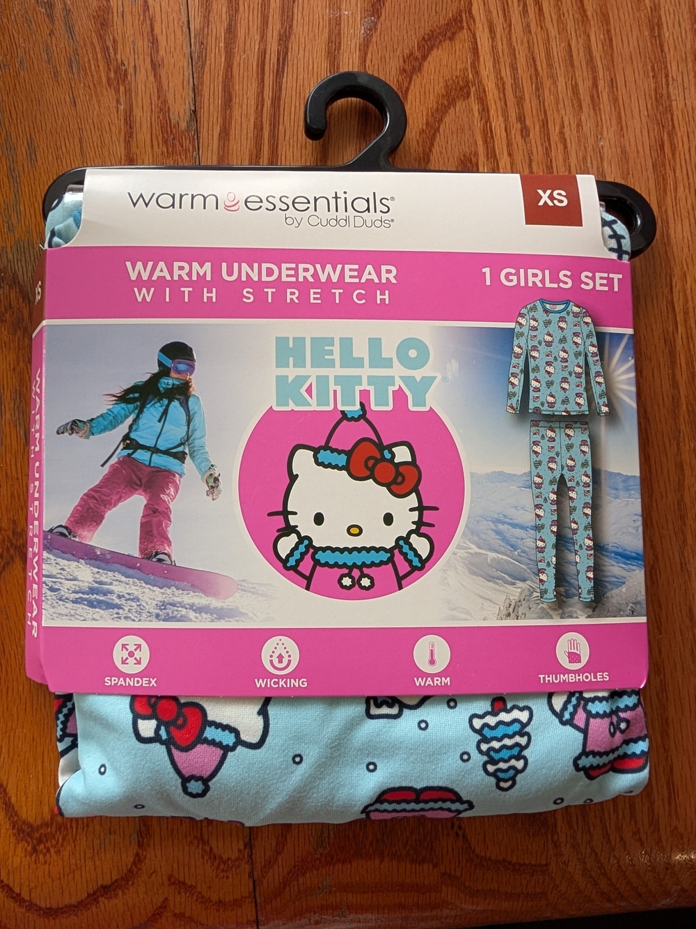 Cuddl Duds Hello Kitty Light Blue Girls Thermal Underwear Set